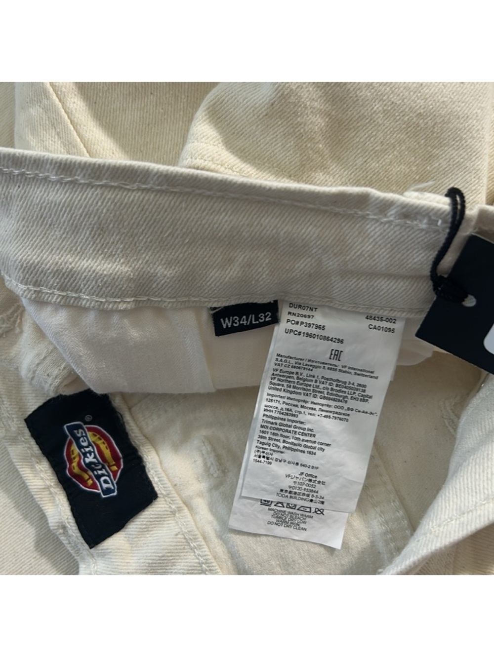 Dickies 34 x 32 Jeans Thomasville Denim Jean Pants in Natural 5 pockets NWT - Picture 10 of 14